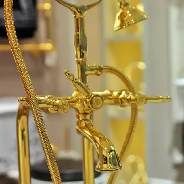 Nicolazzi Impero Смеситель для ванны с 2мя ручками, с переключателем ванна/душ, цвет: золото