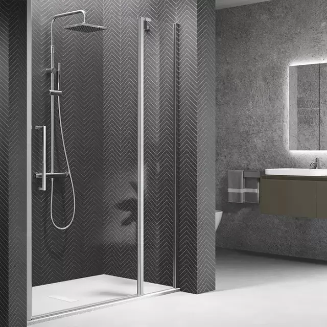 Novellini Young Душевая дверь правая/левая 87-91х200см., для ниши, распашная с неподвижным сегментом, стекло, цвет: хром