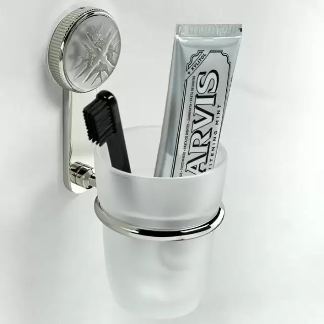 THG Hirondelles Platinum Stamped Стакан подвесной, стеклянный, цвет: Polished nickel