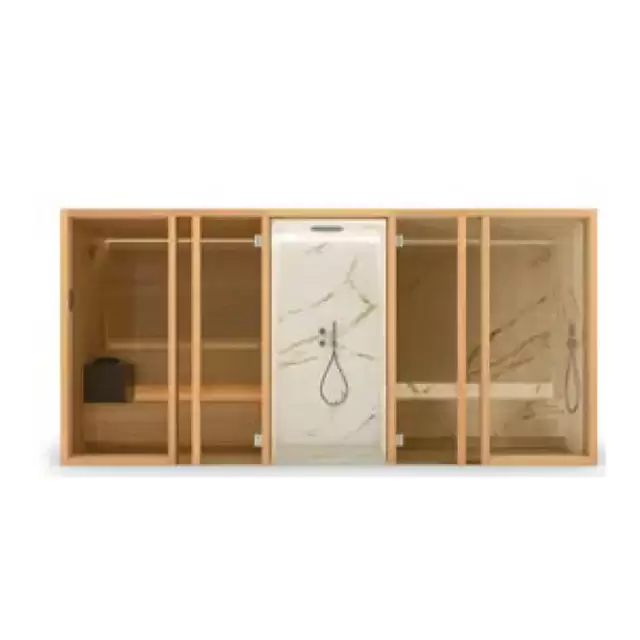 Effegibi Yoku Spa Glass Сауна&Хаммам 444x170х217см, в нишу, цвет: чёрный орех/Fior di Bosco Tortora