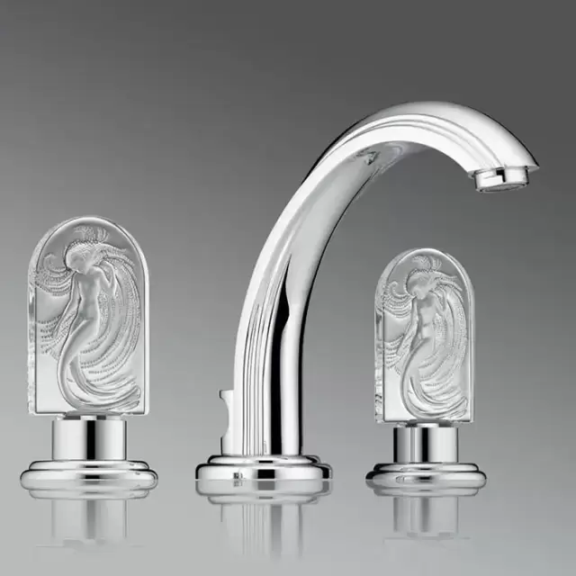 THG Na&iuml;ade Смеситель для раковины, 3 отв., цвет: хром/прозрачный хрусталь