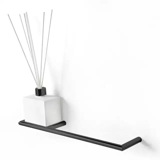 3SC Guy Полотенцедержатель и ароматический диффузор, 40см., слева, подвесной, композит Solid Surface, цвет: белый матовый/черный матовый