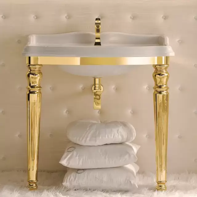 3SC Consolle Консоль King 71х54хh97см, с раковиной LA01 и сифоном, напольная, цвет: золото 24к. Lucido