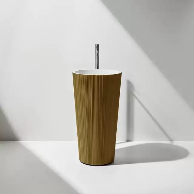 Antonio Lupi Plisse Раковина 47х85 см, без отв., напольная, слив в пол, с сифоном, донным клапаном и шлангом, Flumood, внешний цвет: Bronze powder, внутри белый