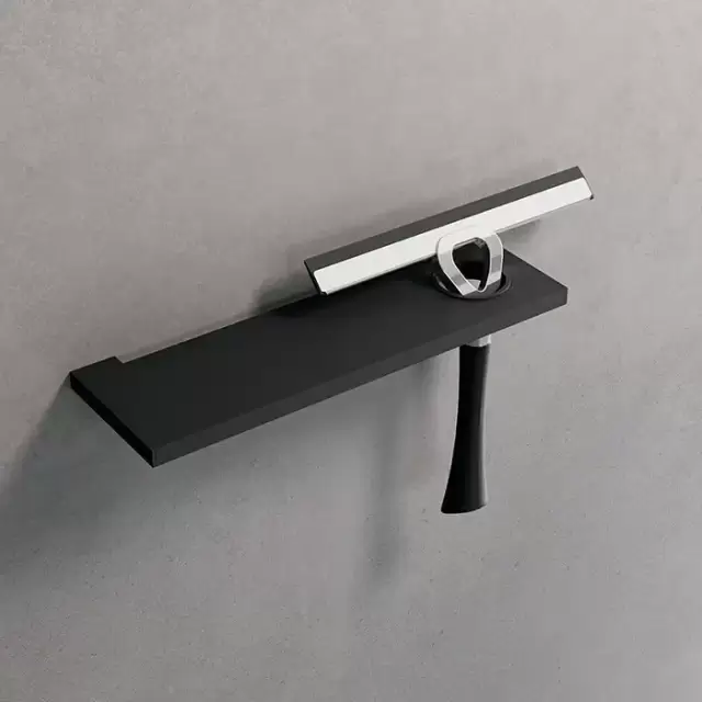 Novellini Kuadra Полка 30х9.7см., с держателем для стеклоочистителя, цвет: черный матовый