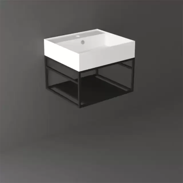 Simas Agile Структура металлическая 51x46xh28см, подвесная, для раковины с 1 отв., AG51, с 1 полкой, цвет: черный матовый