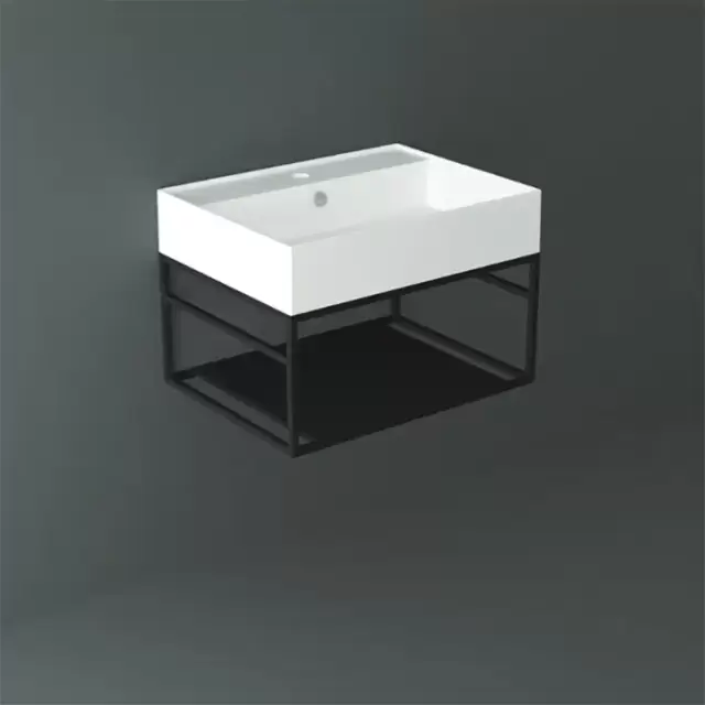 Simas Agile Структура металлическая 61x46xh28см, подвесная, для раковины с 1 отв., AG61, с 1 полкой, цвет: черный матовый