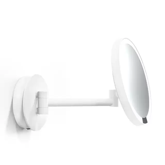 Decor Walther Round Just Look WR Косметическое зеркало 21.5см, подвесное, увел. 5x, подсветка LED, цвет: белый матовый