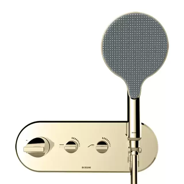 Bossini Apice Смеситель для душа, встраиваемый, термостатический, 2 запорных вентиля, с ручным душем и шлангом 150cм, внешняя часть, цвет: брашированый никель