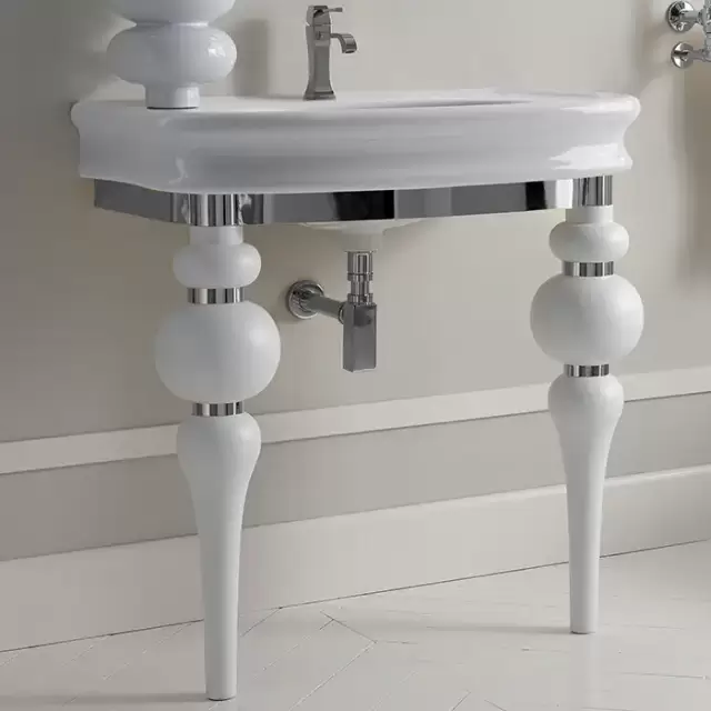 3SC Consolle Консоль Via Veneto 70х52хh96см, с раковиной LA11 и сифоном, напольная, цвет: белый матовый/хром