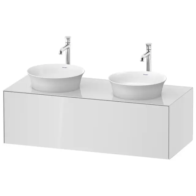 Duravit White Tulip Тумбочка подвесная 130x55х40.8см., 2 раковины, 1 выдвижной ящик, цвет: белый высокоглянцевый