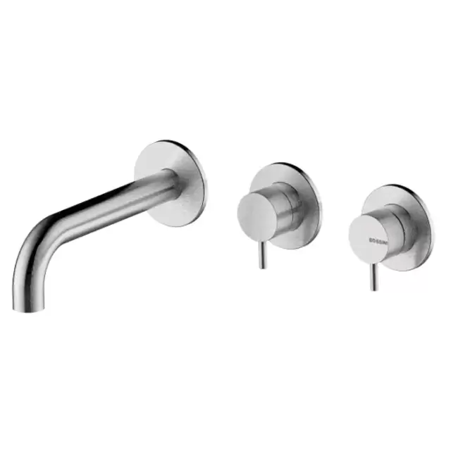 Bossini Nobu Наружная часть монорычажного смесителя для ванны с переключением на 2 выхода и изливом на ванну 190 мм., цвет: нержавеющая сталь