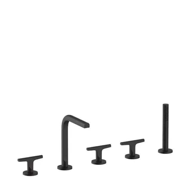 Fantini Sailing Смеситель для на борт ванны, на 5 отверстий, с изливом, ручным душем и шлангом 150см., цвет: Deep Black PVD