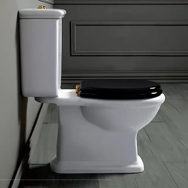 SIMAS Lante Унитаз моноблок 70.5х38.5см, с вертикальным сливом с бачком с кнопкой смыва, фурнитура золото, цвет: белый