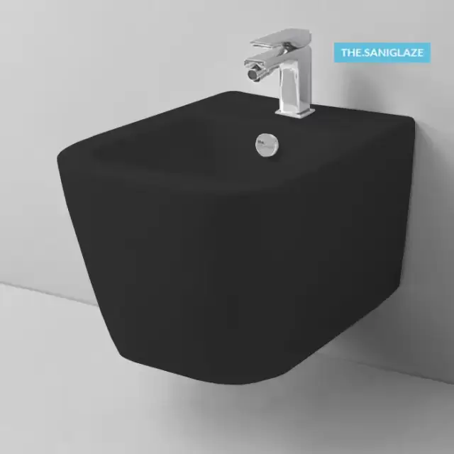 Artceram A16 Биде подвесное 36х52см., 1 отв., saniglaze, с креплениями, цвет: черный матовый