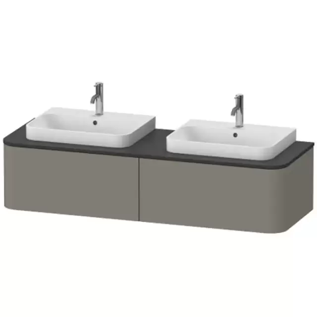 Duravit Happy D.2 Plus Тумба подвесная 160x55х35.4см, с 2 раковинами и 2 ящиками, цвет: stone grey satin matt
