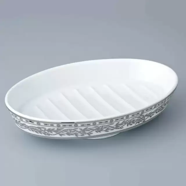 THG Marquise platinum decor Мыльница керамическая, настольная, декор платина, цвет: белый