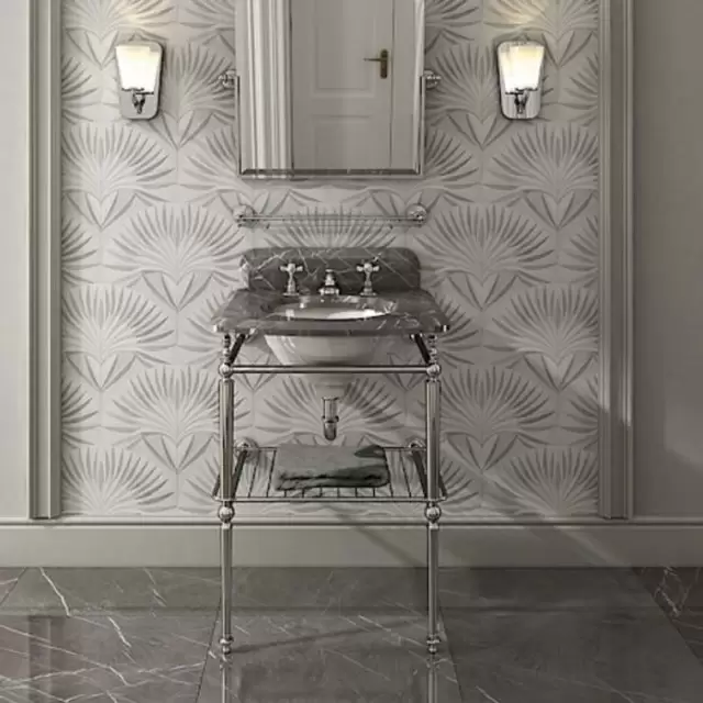 Devon&Devon Season Консоль со столешницей из мрамора серый гранит 60х58хH95.5см, металлическая структура с полочкой решеткой, напольная, цвет хром