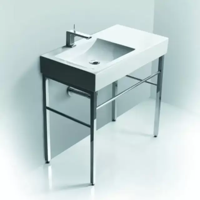 Simas Frozen Консоль 90х50см с 1 отв. выбитым вручную, напольная, цвет: белый