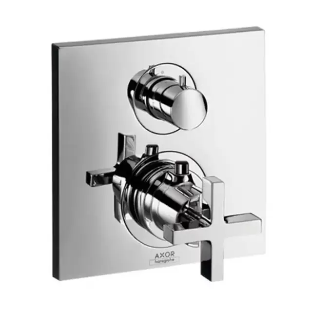 Axor Citterio, Термостат с запорным/ переключающим вентилем, с крестовой рукояткой, СМ, внешняя часть, цвет: хром