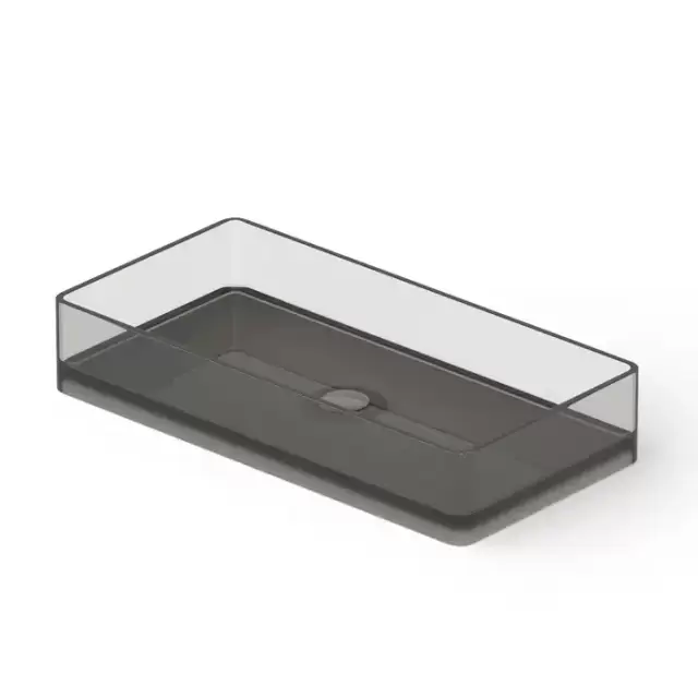 Dea Design Washbasins Раковина 80х40х14.5см., накладная, без отв., Glasstech, прозрачная смола, цвет: Smoky Black R4