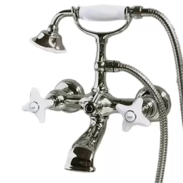 Devon&Devon White Rose Смеситель для ванны с душевым комплектом, цвет: никель