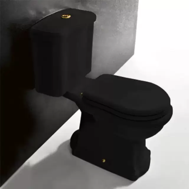 Kerasan Retro Унитаз 72х38.5см., моноблок, слив в стену, цвет: черный/золото