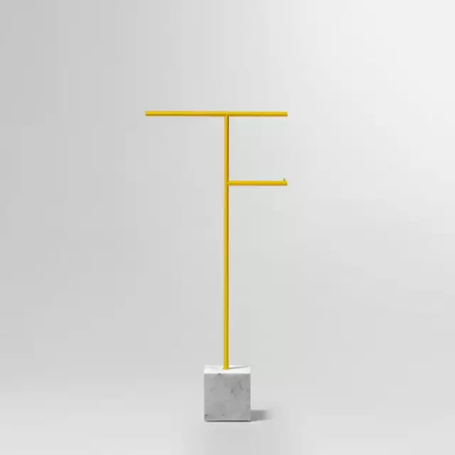 Antonio Lupi Bivio Стойка напольная 65см., с полотенцедержателем и держателем туалетной бумаги, база из мрамора Carrara satinato, цвет: Mostarda goffrato