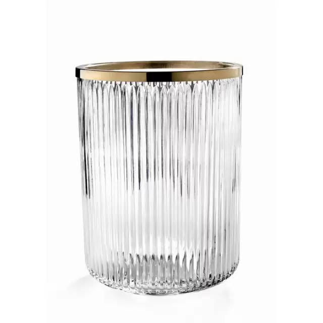 3SC Elegance Урна 20хh28х20 см, цвет: прозрачный хрусталь/латунь сатинированная матовая