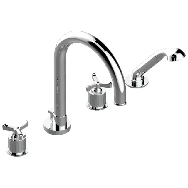 THG Hamptons Смеситель на борт ванны, 4 отв., с ручным душем, цвет: хром