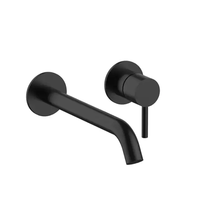 Fantini Nostromo Смеситель для раковины, встраиваемый, на 2 отв, без донного клапана, излив 20см, цвет: черный матовый