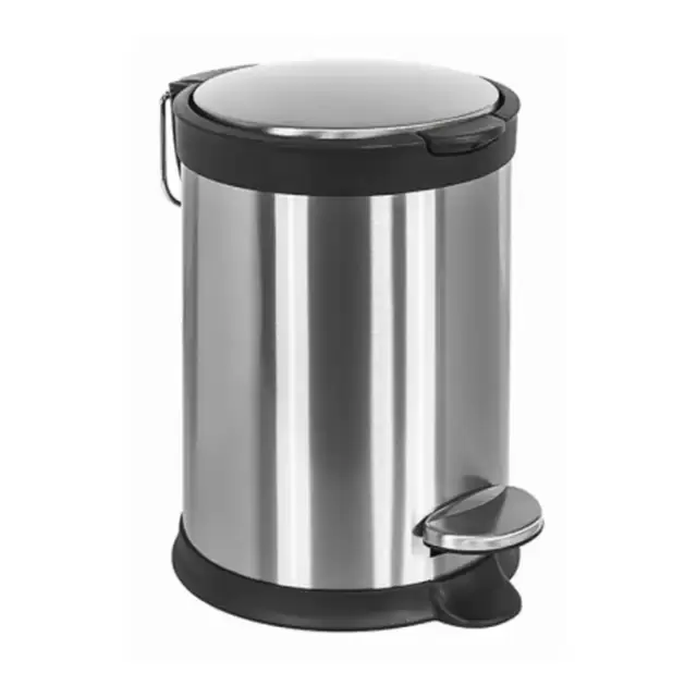 Colombo Complementi Ведро для мусора, 3л, с крышкой и педалью, цвет: сталь/чёрный