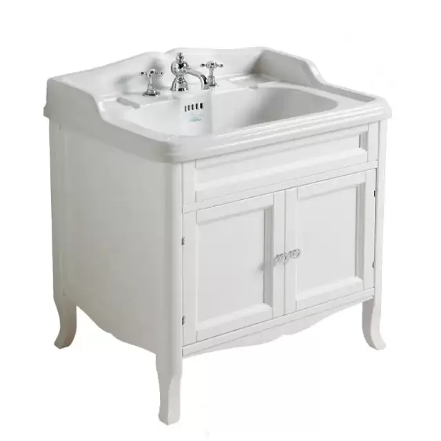 SIMAS Arcade Тумба под раковину , прямой фронт (ручки и петли цвет хром), с раковиной AR834, 70см, напольная, Цвет: белый