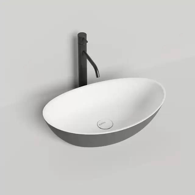 Salini Noemi Раковина накладная 56х34х15см., без отв. под смес, без перелива, мат-л: S-Stone, матовый, цвет: RAL 9011