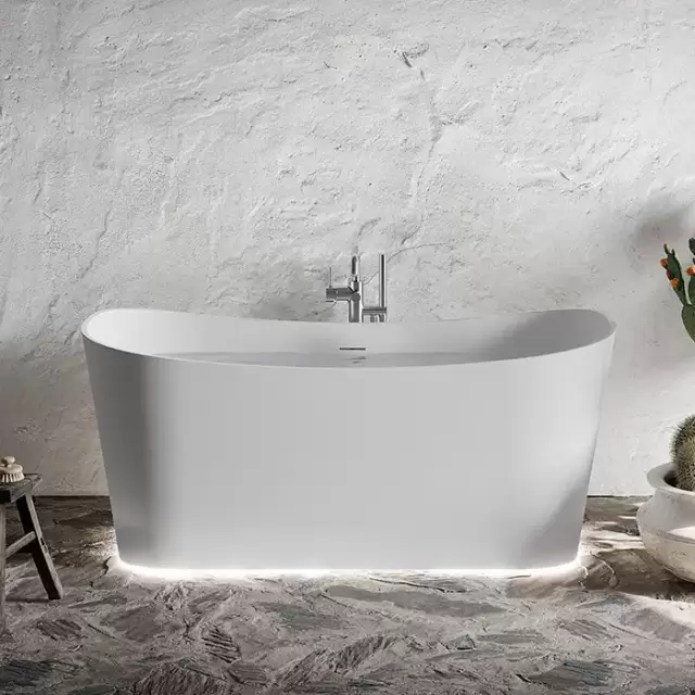 Novellini Ship Ванна пристенная 150х90х62см., со смесителем, с донным клапаном click-clack, novotech, цвет: белый матовый