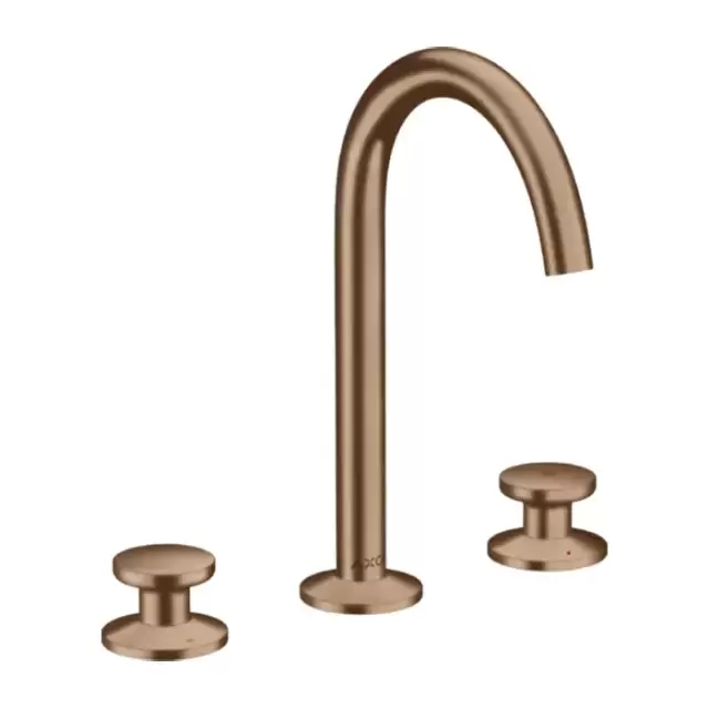 Axor One Смеситель для раковины Sel 170, на 3 отв., круглая ручка, с донным клапаном Push-Open, цвет: шлифованное красное золото