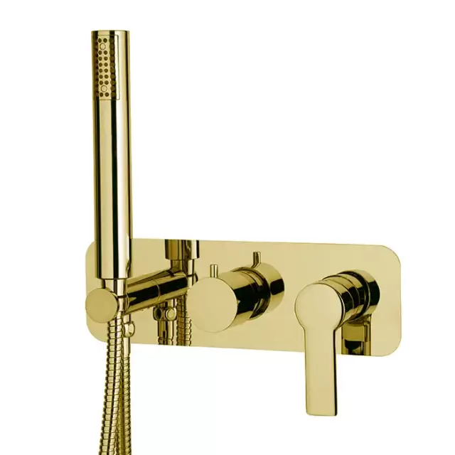 Fima Carlo Frattini Mast Смеситель для душа, встраиваемый, на 2 источника с ручным душем, цвет: золото
