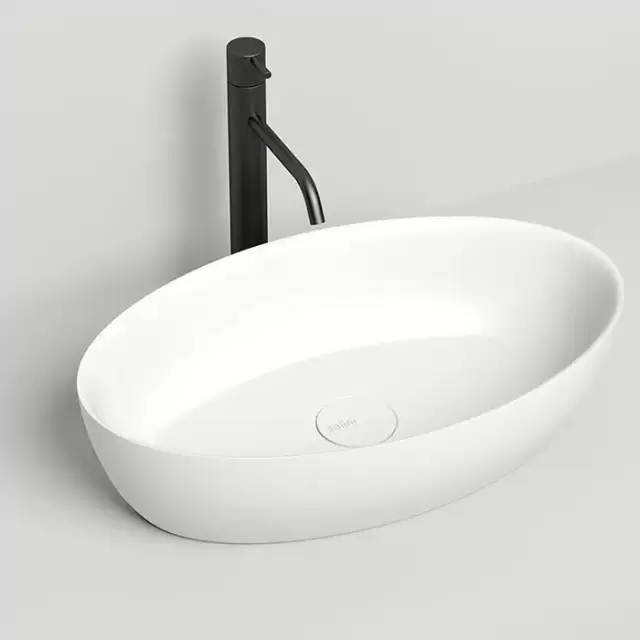 Salini Alda Раковина накладная &nbsp;58х35х15cм, без отв., без перелива, S-Sense, цвет: белый глянцевый