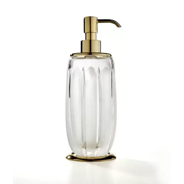 3SC Montblanc Дозатор настольный 7,5хh23х7,5 см, цвет: прозрачный хрусталь/золото матовое