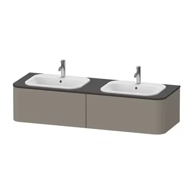 Duravit Happy D.2 Plus Тумба подвесная 160x55x35.4см, с 2 раковинами и 2 ящиками , цвет: stone grey satin matt