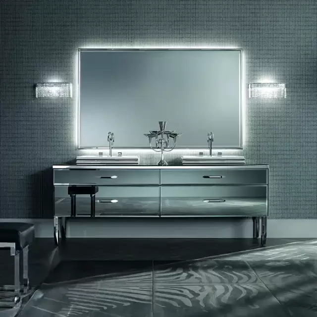 VITAGE milldue edition HILTON Комплект мебели с тумбой под раковину, раковиной ZURIGO63, зеркалом ZURIGO, 216 см, напольный, цвет: Fum&egrave;/сталь