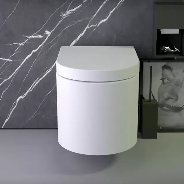 KNIEF Pearl Унитаз подвесной безободковый 56х39см в комплекте с сиденьем микролифт, цвет: белый матовый