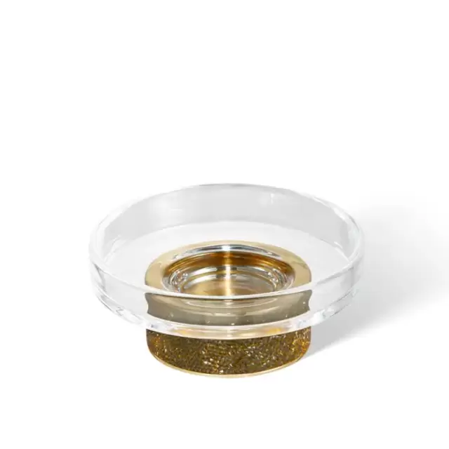 Decor Walther Rocks STS Мыльница настольная, прозрачное стекло, с кристаллами Swarovski, цвет: золото