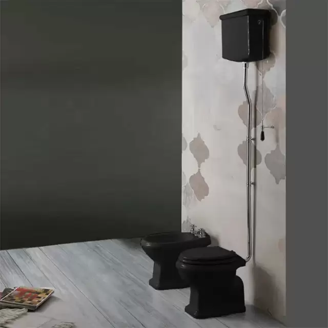 SIMAS Arcade Унитаз напольный, выпуск в пол, 36,5х55см, цвет: черный/хром