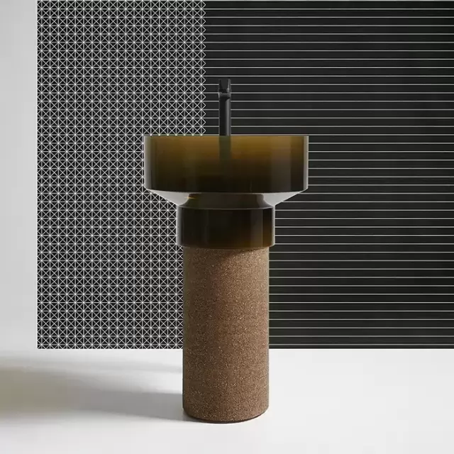 ANTONIO LUPI Borghi Раковина накладная &Oslash;50х90 см, с пьедесталом, Cristalmood, с донным клапаном, цвет Gran Cru