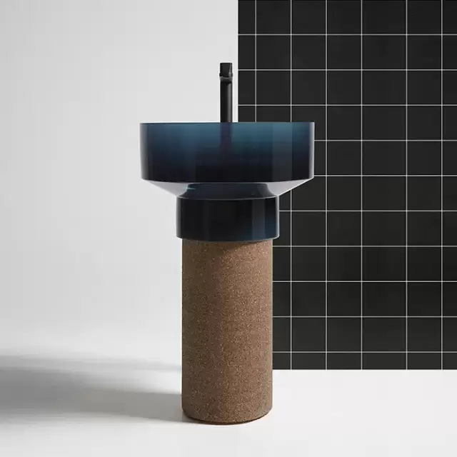 ANTONIO LUPI Borghi Раковина накладная &Oslash;50х33 см, с пьедесталом, Cristalmood, с донным клапаном, цвет Ceruleo