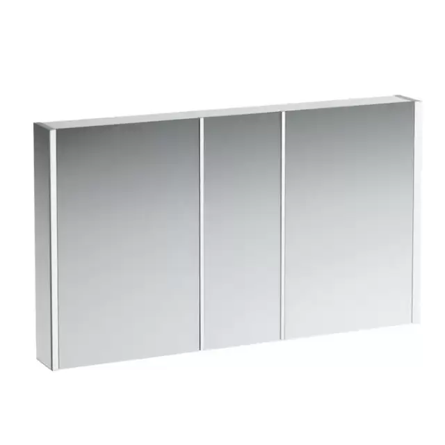 Laufen Frame Зеркальный шкаф 130x75см., LED-подсветка, алюминий, 3 двери, 2 розетки