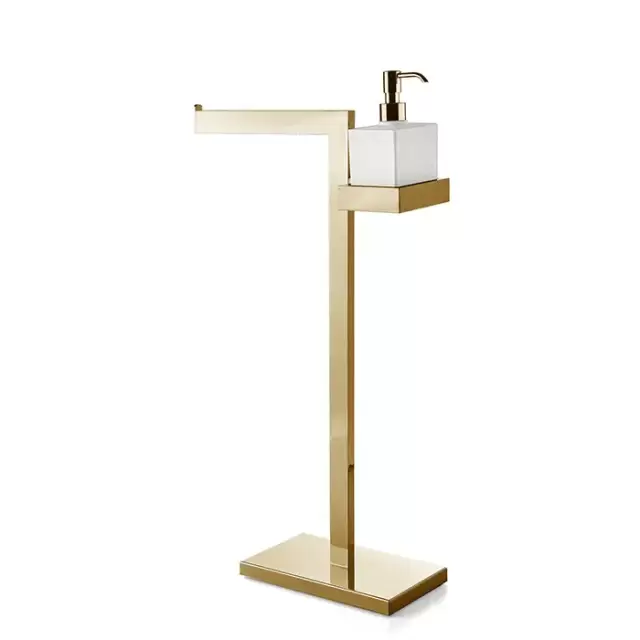 3SC SK Напольная стойка, 63см, с полотенцедержателем и мыльницей, цвет: золото 24к. Lucido