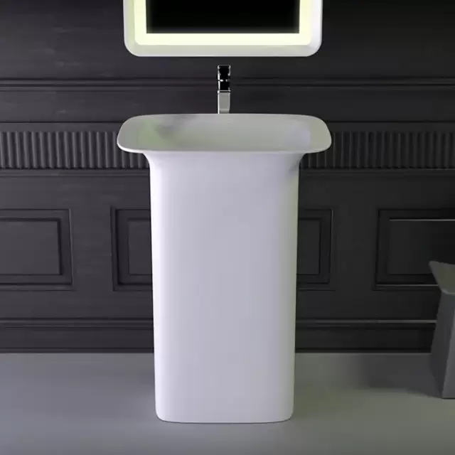 Knief Glam Раковина 60х45х86см, напольная, выпуск в стену, цвет: белый матовый