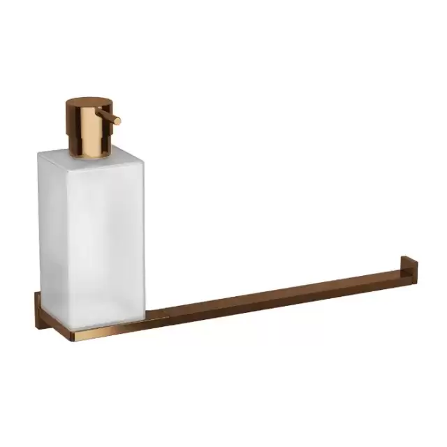 Colombo Look Дозатор для жидкого мыла с полотенцедержателем, подвесной, цвет: PVD Vintage/матовое стекло